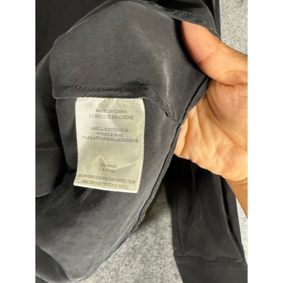 Theory Womens Size P Black Silk Stretch Button Down Shirt Long Sleeve Blouse - Picture 4 of 8